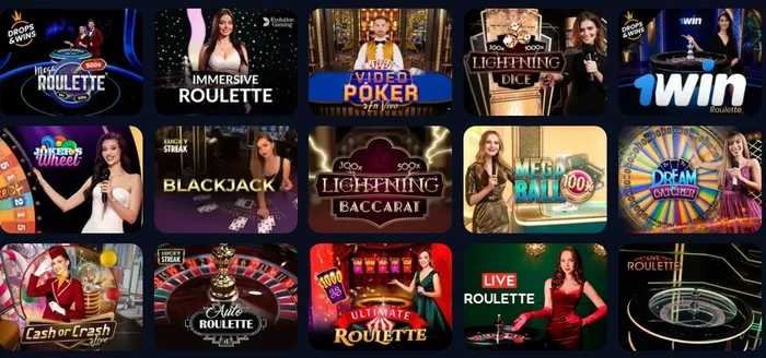 Jeux avec croupier en direct sur 1Win Casino
